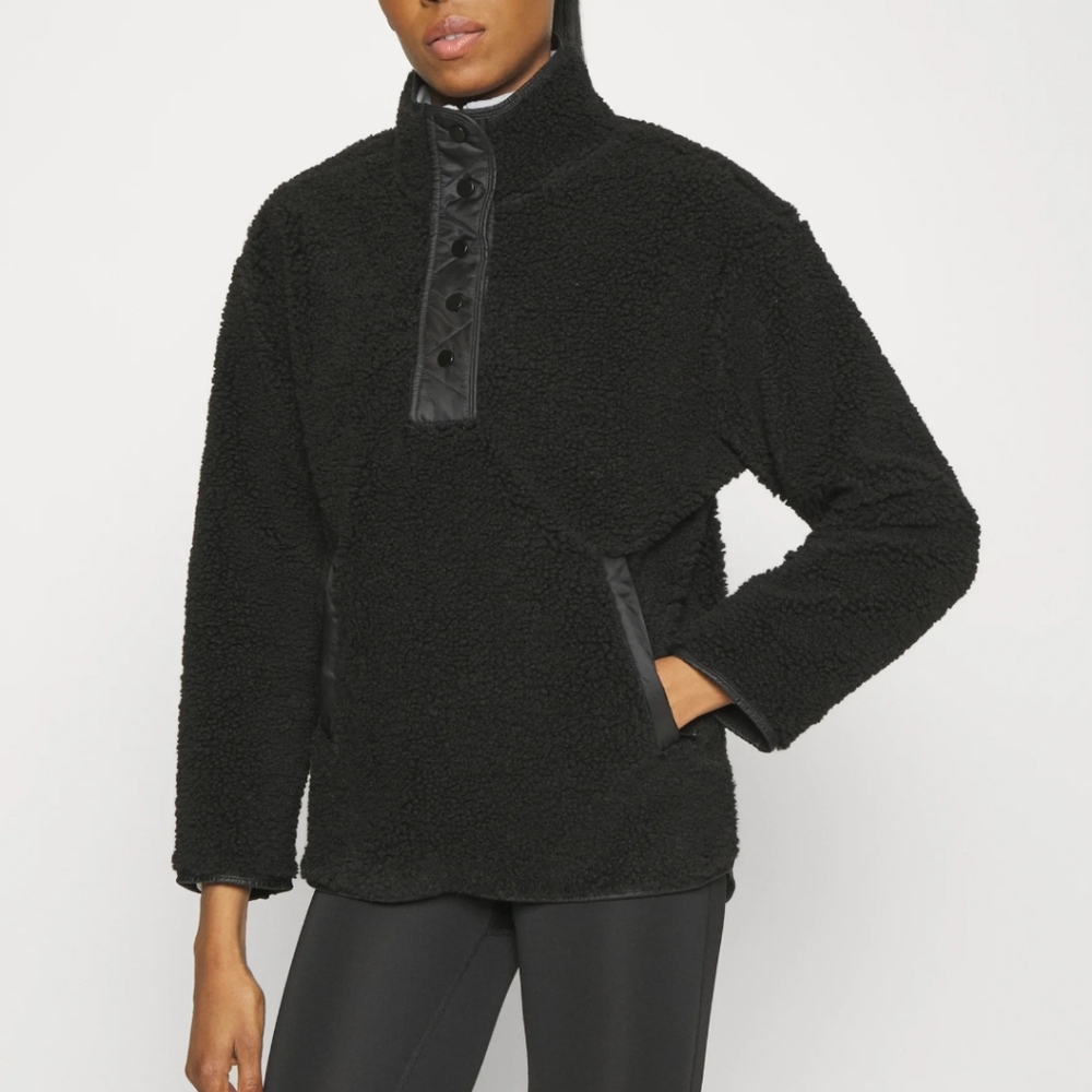 NWOT Athleta Black Cozy Sherpa Snap Sweatshirt NWOT - Picture 5 of 11